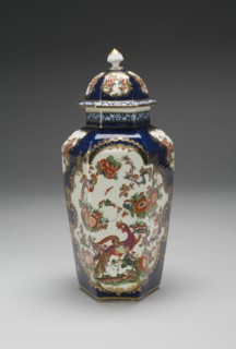 Vase with Cover (one of a pair), Worcester, c. 1770. Creator: Royal Worcester.