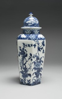 Vase with Cover (one of a pair), Worcester, c. 1760. Creator: Royal Worcester.