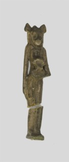 Amulet of a Lion-headed Goddess Holding an Aegis, Egypt, Late Period-Ptolemaic Period (?) (7th-1st.. Creator: Unknown.