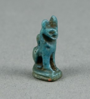 Amulet of the Goddess Bastet as a Seated Cat, Egypt, Late Period-Ptolemaic Period (664-30 BCE). Creator: Unknown.