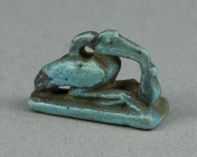 Amulet of the God Thoth as a Crouched Ibis with Feather of Maat, Egypt, Late Period-Ptolemaic... Creator: Unknown.