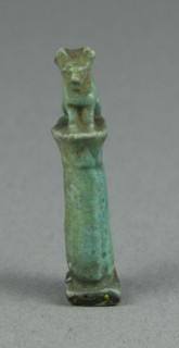 Amulet of a Cat Sitting on a Papyrus Column, Egypt, Third Intermediate Period, Dynasty 21-25... Creator: Unknown.