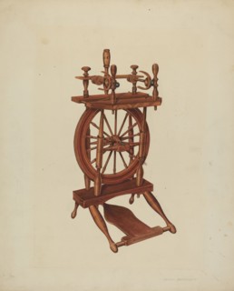 Wood Spinning Wheel, c. 1938. Creator: Arthur Matthews.