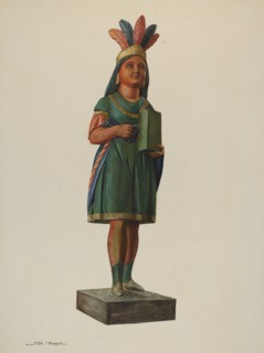 Wooden Pocahontas Store Figure, c. 1937. Creator: Stanley Mazur.
