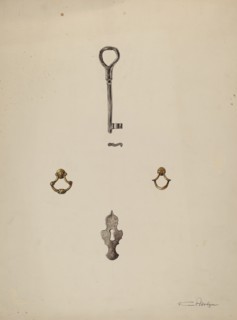 Key-Escutcheon-Drawer Pull, c. 1937. Creator: Kurt Melzer.