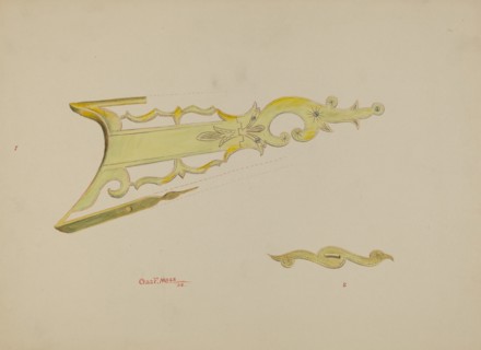 Patch Pocket, Butt Plate & Stock on Ky. Rifle, 1938. Creator: Charles Moss.