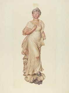 Figurehead from the Sloop "Postmaster", c. 1937. Creator: Elizabeth Moutal.