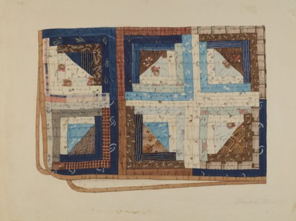Log Cabin Quilt, 1935/1942. Creator: Elbert S. Mowery.