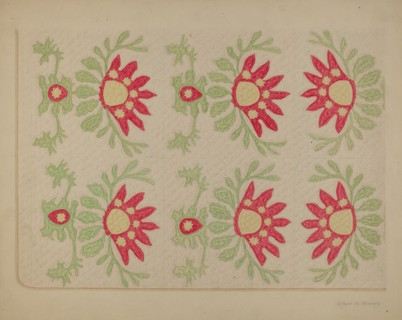 Applique Quilt - "King David's Crown", c. 1938. Creator: Elbert S. Mowery.