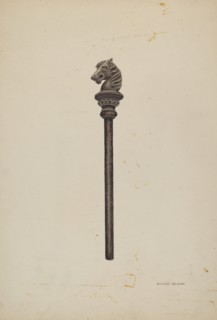 Horse Head Hitching Post, c. 1939. Creator: Hilda Olson.