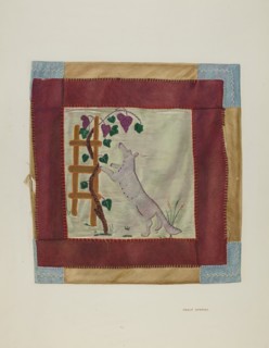 Applique Coverlet (Detail), c. 1941. Creator: Adolph Opstad.
