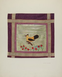 Applique Coverlet (Detail), 1941. Creator: Adolph Opstad.