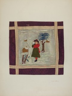 Applique Coverlet (Detail), 1941. Creator: Adolph Opstad.