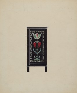 Side View of Guilford Painted Chest, c. 1936. Creator: Martin Partyka.