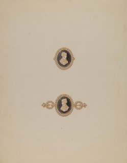 Cameo Pin and Ring, c. 1937. Creator: Dorothy Posten.