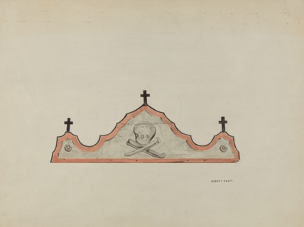 Lintel, over Cemetery Gateway, 1937. Creator: Albert Pratt.