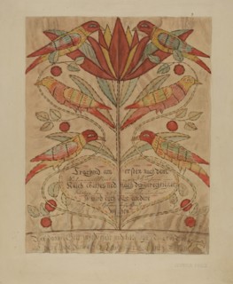 Fractur Drawing (Birth Certificate), c. 1936. Creator: Jessica Price.