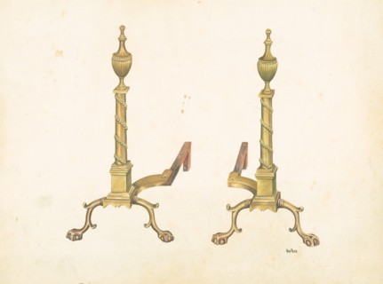 Andirons, c. 1938. Creator: Ray Price.
