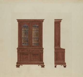 Combination Desk and Bookcase, c. 1937. Creator: Ray Price.