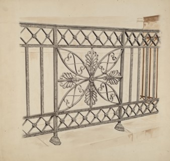 Iron Gate and Fence, c. 1936. Creator: Ray Price.