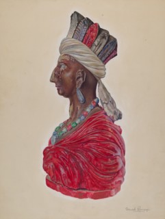 Wooden Indian Bust, c. 1937. Creator: David Ramage.