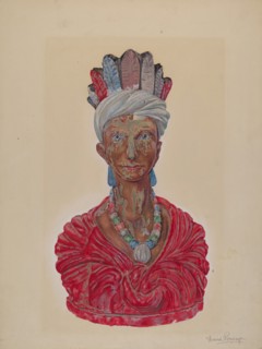 Wooden Indian Bust, c. 1937. Creator: David Ramage.