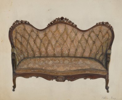 Settee-Sofa, c. 1937. Creator: Edna C. Rex.