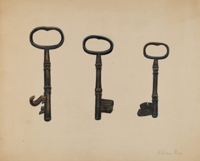 Keys to John Marshall House, c. 1937. Creator: Edna C. Rex.