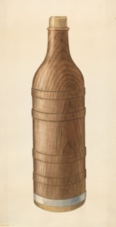 Wooden Wine Bottle, c. 1938. Creator: Wilbur M Rice.