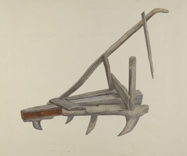 Wooden Harrow or Cultivator, c. 1937. Creator: Wilbur M Rice.