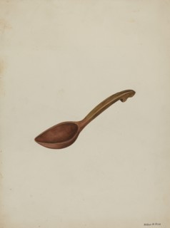 Oval Wooden Spoon, c. 1937. Creator: Wilbur M Rice.