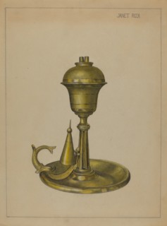 Sperm Oil Lamp, c. 1936. Creator: Janet Riza.