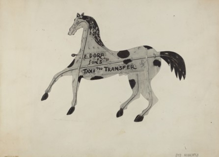 Livery Stable Sign, c. 1938. Creator: Sydney Roberts.