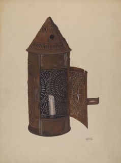 Pierced Iron Lantern, c. 1936. Creator: Florian Rokita.