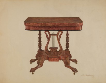 Table (Lyre Pedestal), 1936. Creator: Joseph Rothenberg.