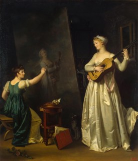 Artist Painting a Portrait of a Musician, 1790s. Creator: Gérard, Marguerite (1761-1837).
