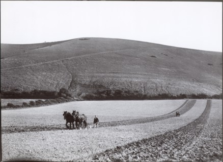 Ploughing under the shadow of the Dyke, 1930s. Creator: J Dixon Scott.