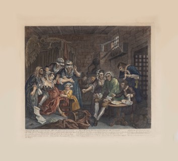 A Rake's Progress, Plate 7: The Prison Scene, ca 1735. Creator: Hogarth, William (1697-1764).