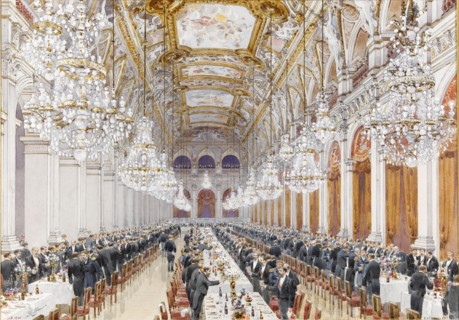 Banquet of Russian naval officers at the Town Hall,1893. Creator: Hoffbauer, Feodor (Fédor) (1839-1922).