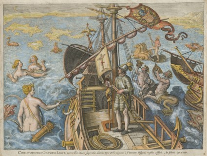 Christophorus Columbus Ligur (Americae Retectio), 1591. Creator: Stradanus (Straet, van der), Johannes (1523-1605).