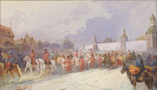 Entry of the captured family of Kuchum Khan into Moscow. 1599, 1891. Creator: Karasin, Nikolai Nikolayevich (1842-1908).