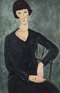 Femme assise à la robe bleue, 1918-1919. Creator: Modigliani, Amedeo (1884-1920).