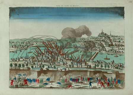 Perspective view of the Siege and Bombardment of the City of Lyon in October 1793, c. 1793. Creator: Anonymous.