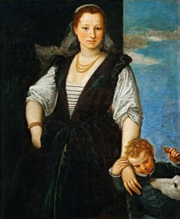 Portrait of a Woman with a Child and a Dog (Isabella Guerrieri Gonzaga Canossa), 1547-1548. Creator: Veronese, Paolo (1528-1588).