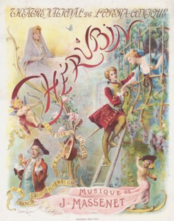 Premiere Poster for the opera Chérubin by Jules Massenet, 1905. Creator: Leloir, Maurice (1853-1940).