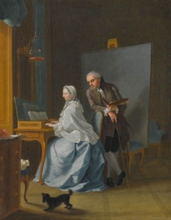 Self-portrait with his wife Marie Sophie at the spinet, 1756. Creator: Tischbein, Johann Heinrich, the Elder (1722-1789).