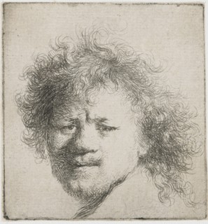 Self-portrait with long bushy hair: head only, ca 1631. Creator: Rembrandt van Rhijn (1606-1669).