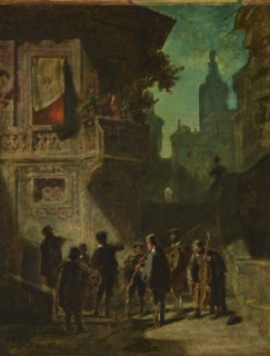 Spanish Serenade from the Barber of Sevilla, ca 1856. Creator: Spitzweg, Carl (1808-1885).