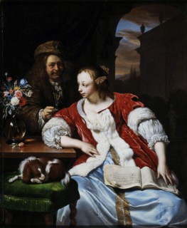 The interrupted song: portrait of the artist and his wife, 1671. Creator: Mieris, Frans van, the Elder (1635-1681).