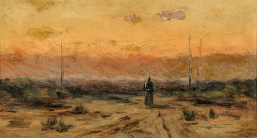 Woman on the seashore at sunrise. Creator: Schikaneder, Jakub (1855-1924).
